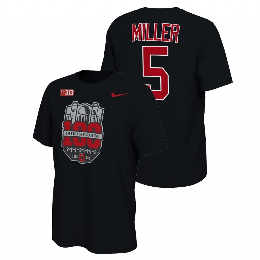 Ohio State Buckeyes Men's NCAA Braxton Miller #1 Black 100th Year Stadium Anniversary Big10 MVP College Football T-Shirt PGA2149QW